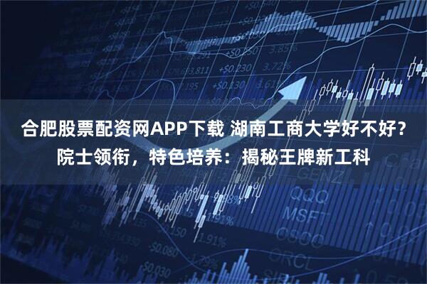 合肥股票配资网APP下载 湖南工商大学好不好？院士领衔，特色培养：揭秘王牌新工科