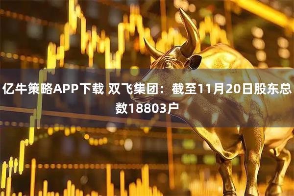 亿牛策略APP下载 双飞集团：截至11月20日股东总数18803户